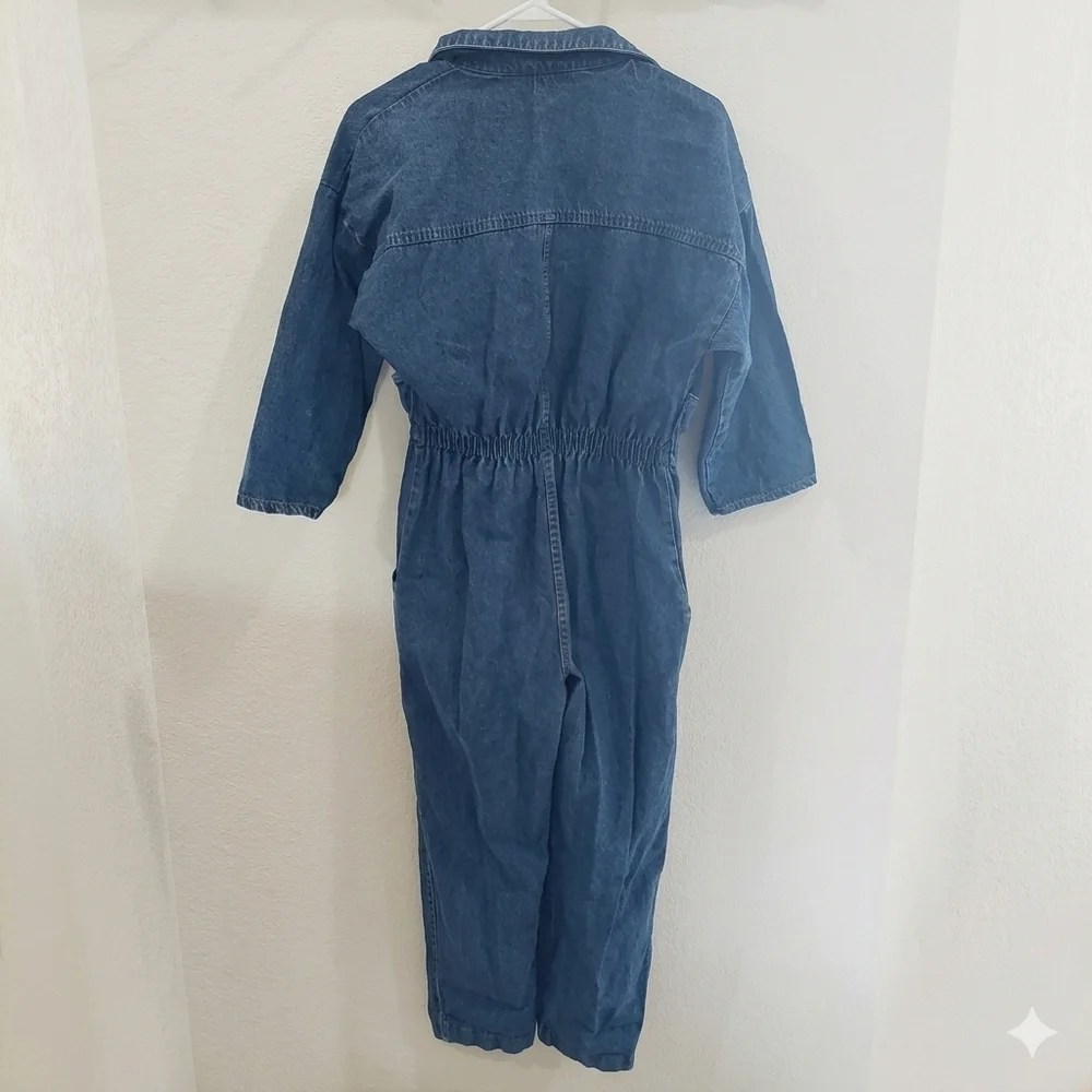 Vintage IDEAS Denim Jumpsuit Medium Made in USA Boiler Suit 100% Cotton - Picture 3 of 11